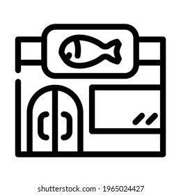 almacenar vector de icono de línea de pescado. marca de la tienda de pescado. símbolo de contorno aislado ilustración negra