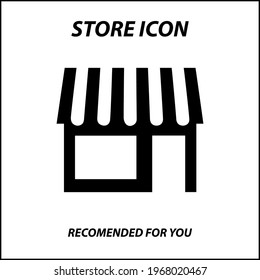 Store flat icon. Illustration isolated on white background. Vector black sign icon. Shop window for selling goods in the market. Supermarket sign, silhouette of store, retail for internet marketing.