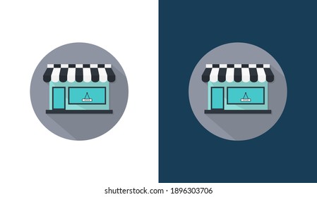 Diseño vectorial del logotipo de icono plano de la tienda, conceptos del icono Tienda en línea, diseño creativo