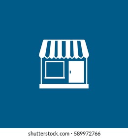 Store Flat Icon On Blue Background