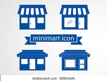 Store flat icon set on white background