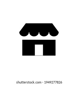  Store flat icon. Simple style shop company logo symbol. Logo design element. T-shirt printing. Vector for sticker.