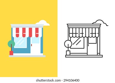 Store flat and line style vector icon