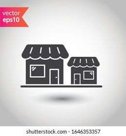 Store flat sign. Store icon. Market vector icon. EPS 10 symbol. Supermarket pictogram