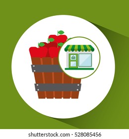 store fresh apples bucket farm vector illustration eps 10