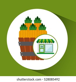 store fresh pineapple farm product vector illustration eps 10