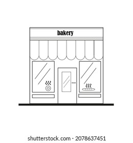 Almacenar el icono de panadería delantera vector lineal, diseño plano