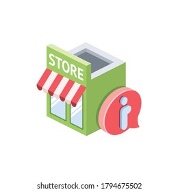 Store front chat bubble. Vector 3d isometric, color web icons set, new flat style. Creative illustration, idea for infographics.