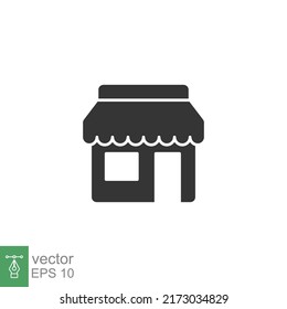 Store front glyph icon. Simple solid style. Shop, architecture, market concept. Vector illustration isolated on white background. EPS 10