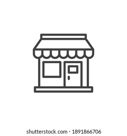 Store Front Line Icon. Linear Style Sign For Mobile Concept And Web Design. Shop Supermarket Outline Vector Icon. Symbol, Logo Illustration. Vector Graphics