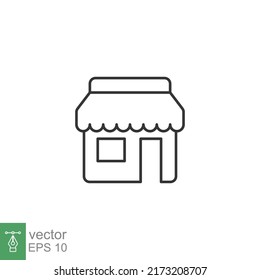 Store front line icon. Simple outline style. Shop, architecture, market concept. Vector illustration isolated on white background. EPS 10