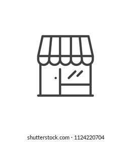 Store front outline icon. linear style sign for mobile concept and web design. Shop simple line vector icon. Market symbol, logo illustration. Pixel perfect vector graphics