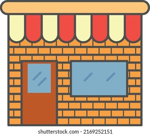 Schaufenster. Vor dem Laden oder Marktshop, Vektorgrafik-Hintergrund.
