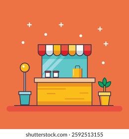 Store front side vector art