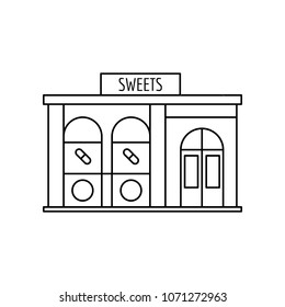 Store front sweets icon. Outline Store front sweets vector icon for web design isolated on white background
