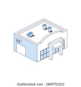 Store front. Vector 3d line isometric, color web icons, new flat style. Creative illustration, idea for infographics.