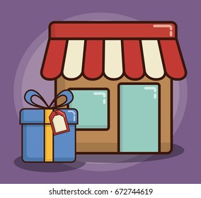 store and gift box icon