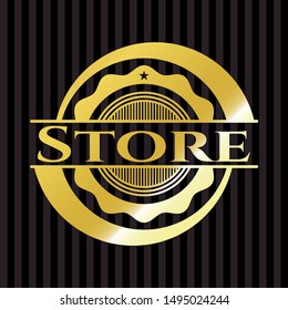 Store gold shiny emblem. Vector Illustration. Detailed.
