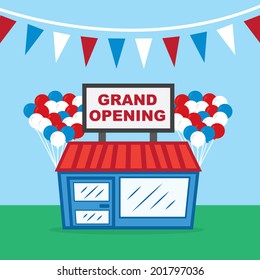 Store With Grand Opening Sign And Balloons 