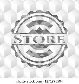 Store grey emblem with cube white background