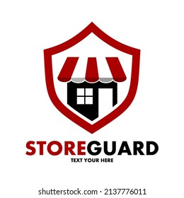 Store guard vector logo template. This design use shield symbol. Suitable for business protection.
