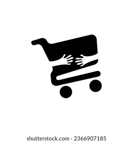 store and hand icon logo design 
