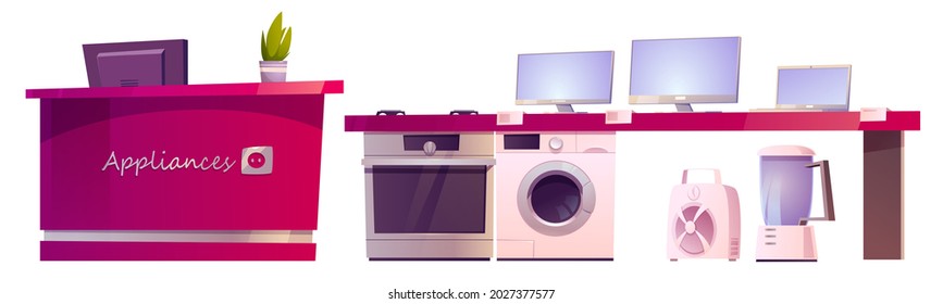 Store with home appliances isolated on white