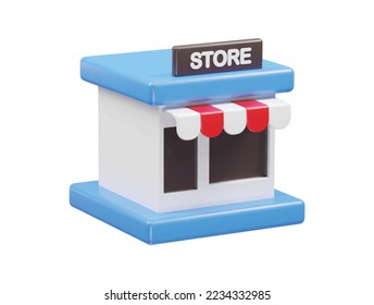 Store icon 3d rendering illustration vector