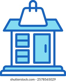 Store Icon Blue Vector Illustration