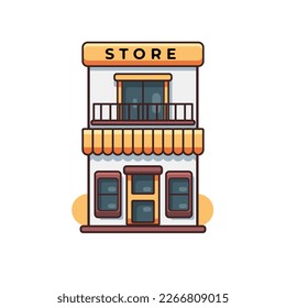 Store icon building illustration, flat vector Store building icon illustration