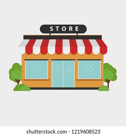 Store icon cartoon illustration, shop vector symbol 