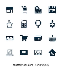 Store icon. collection of 16 store filled and outline icons such as necklace, money, box, mortgage, shopping cart, credit card. editable store icons for web and mobile.
