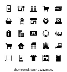 Store icon. collection of 25 store filled icons such as credit card, necklace, hanger, business center, shopping basket. editable store icons for web and mobile.