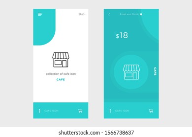 store icon design clad in a mobile store layout with a textured blue background
