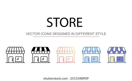 Diseño de icono de tienda con fondo blanco Ilustración de stock