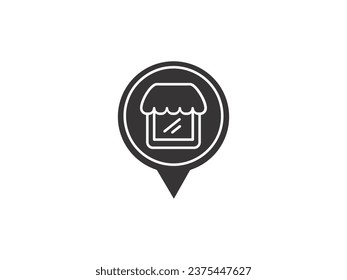 store icon editable stroke outline on white background flat vector illustration