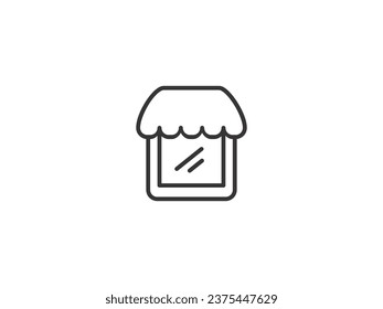 store icon editable stroke outline on white background flat vector illustration