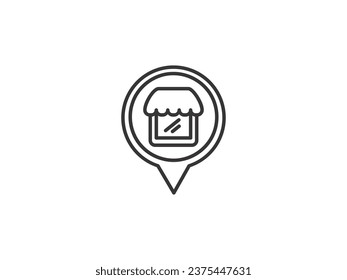 store icon editable stroke outline on white background flat vector illustration