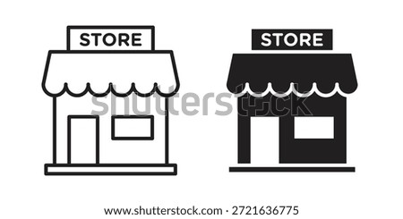 Store icon in filled, thin line, stroke style for website and apps
