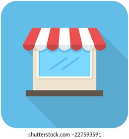 Store icon (flat design with long shadows)