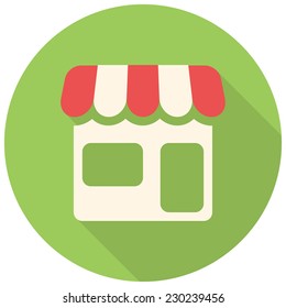 Store icon (flat design with long shadows)