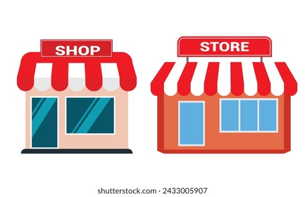 icono de tienda diseño plano. icono de edificio de tienda en vector de color.
