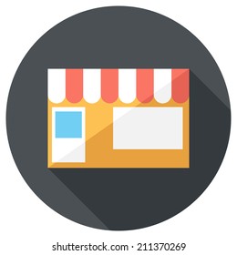 Store icon. Flat design style modern vector illustration. Isolated on stylish color background. Flat long shadow icon. Elements in flat design.