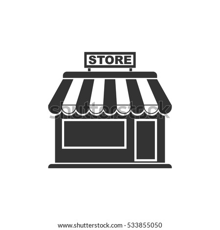 Store icon flat. Illustration isolated on white background. Vector grey sign symbol