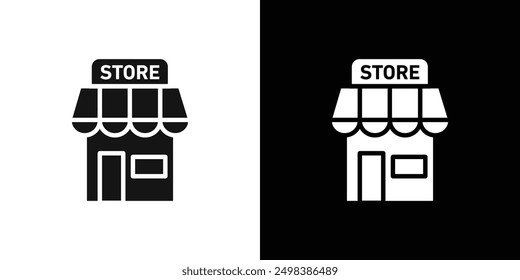 Store icon flat line symbol set.