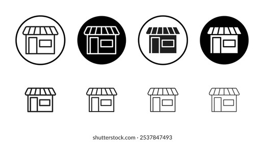 Store icon Flat simple outline set
