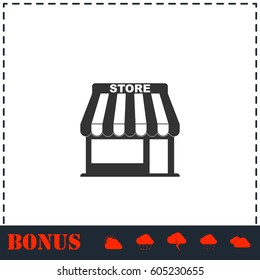 Store icon flat. Simple vector symbol and bonus icon