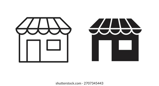 Icono de la tienda. Colección de estilo plana y de trazo. símbolo simple