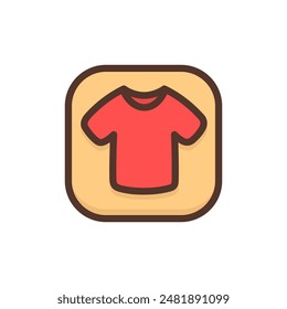 Store icon flat vector illustration. Red t-shirt icon for shop isolated on white background. Simple sign for web site or mobile app