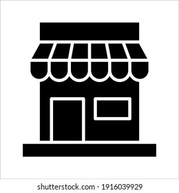 store icon, glyph style design on white background. color editable